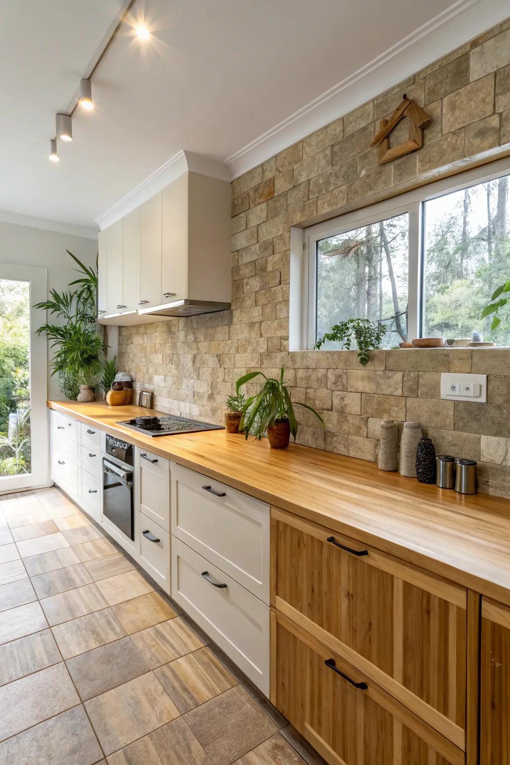 Sustainable style showcased through bamboo and stone.