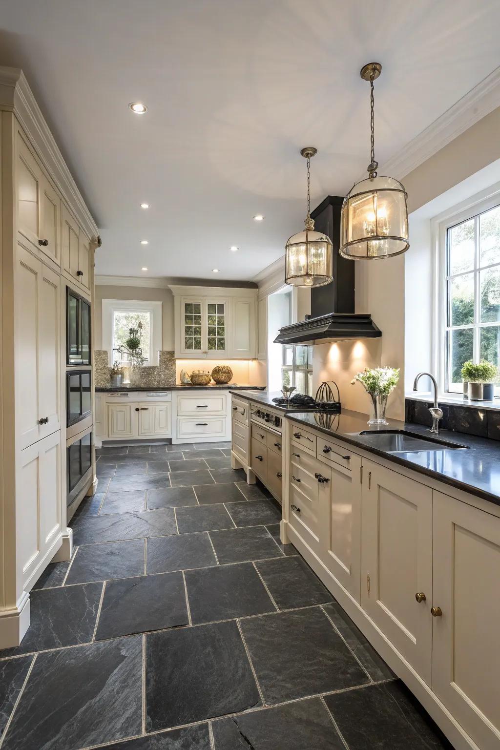 Shadow rock tiles bring drama and refinement.