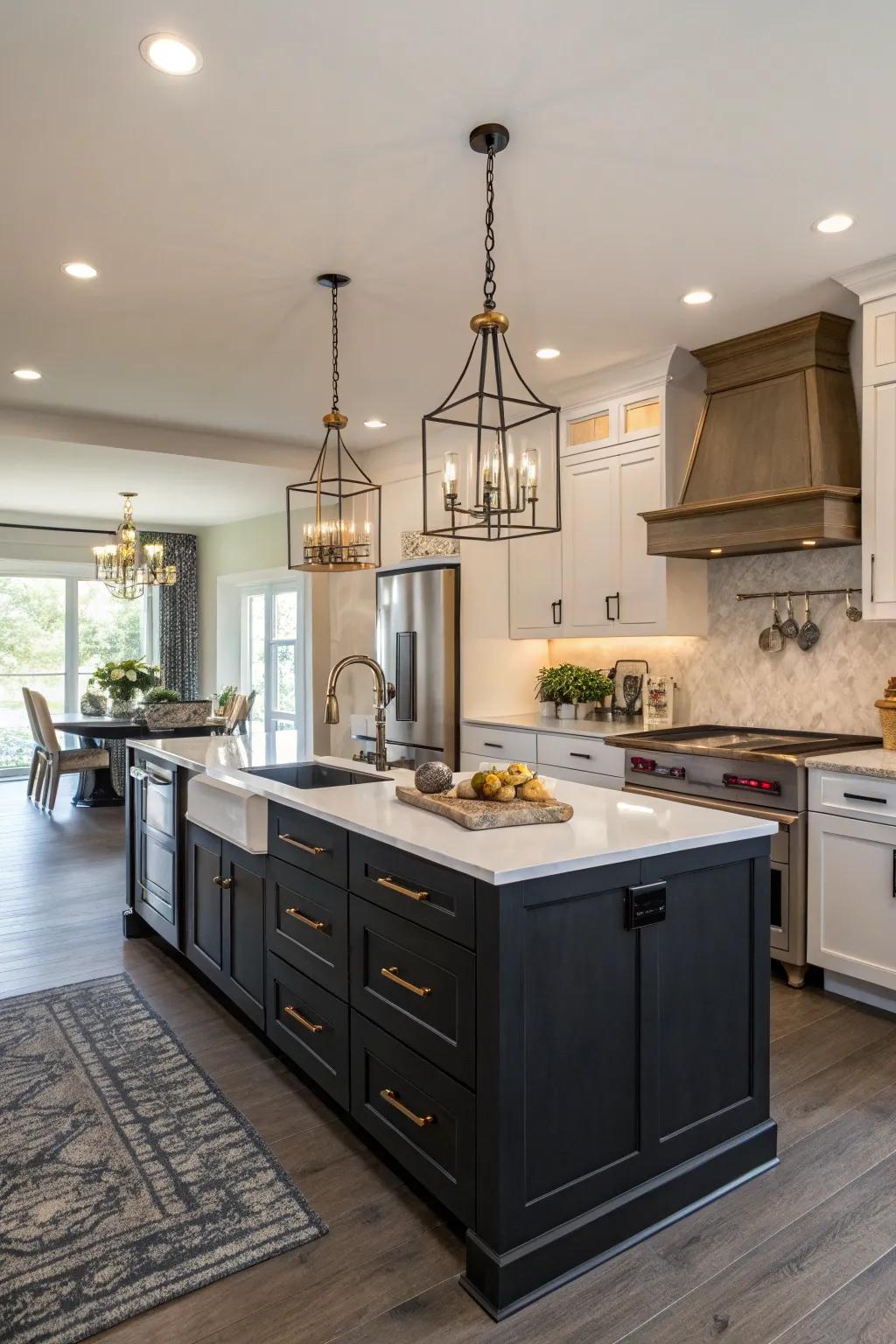 Striking hardware that functions as the centerpiece of the kitchen.