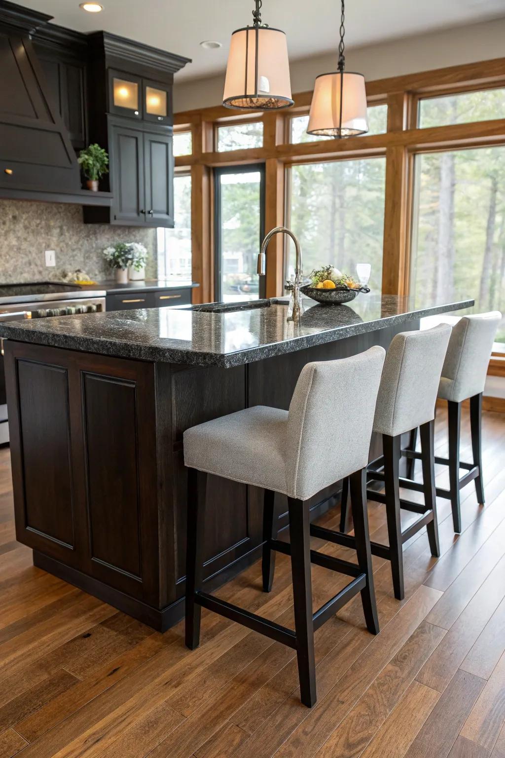 Built-in seating turns your kitchen island into a social spot.