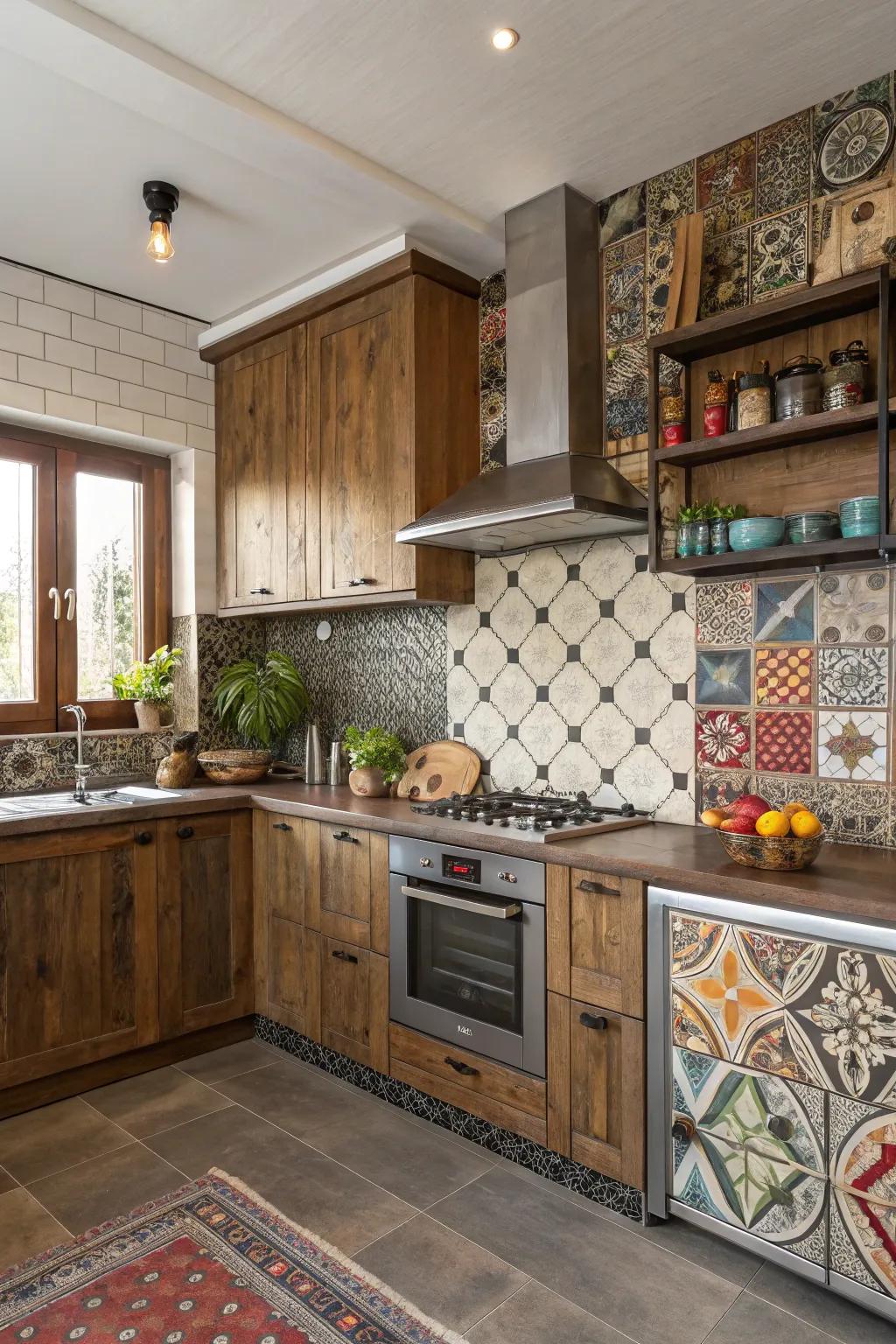 Mixed materials generate an eclectic and distinctive design.