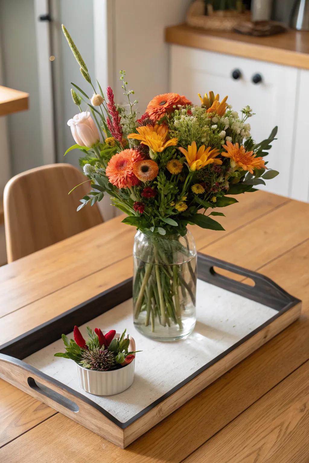 Seasonal flowers can breathe new life into any kitchen setting.