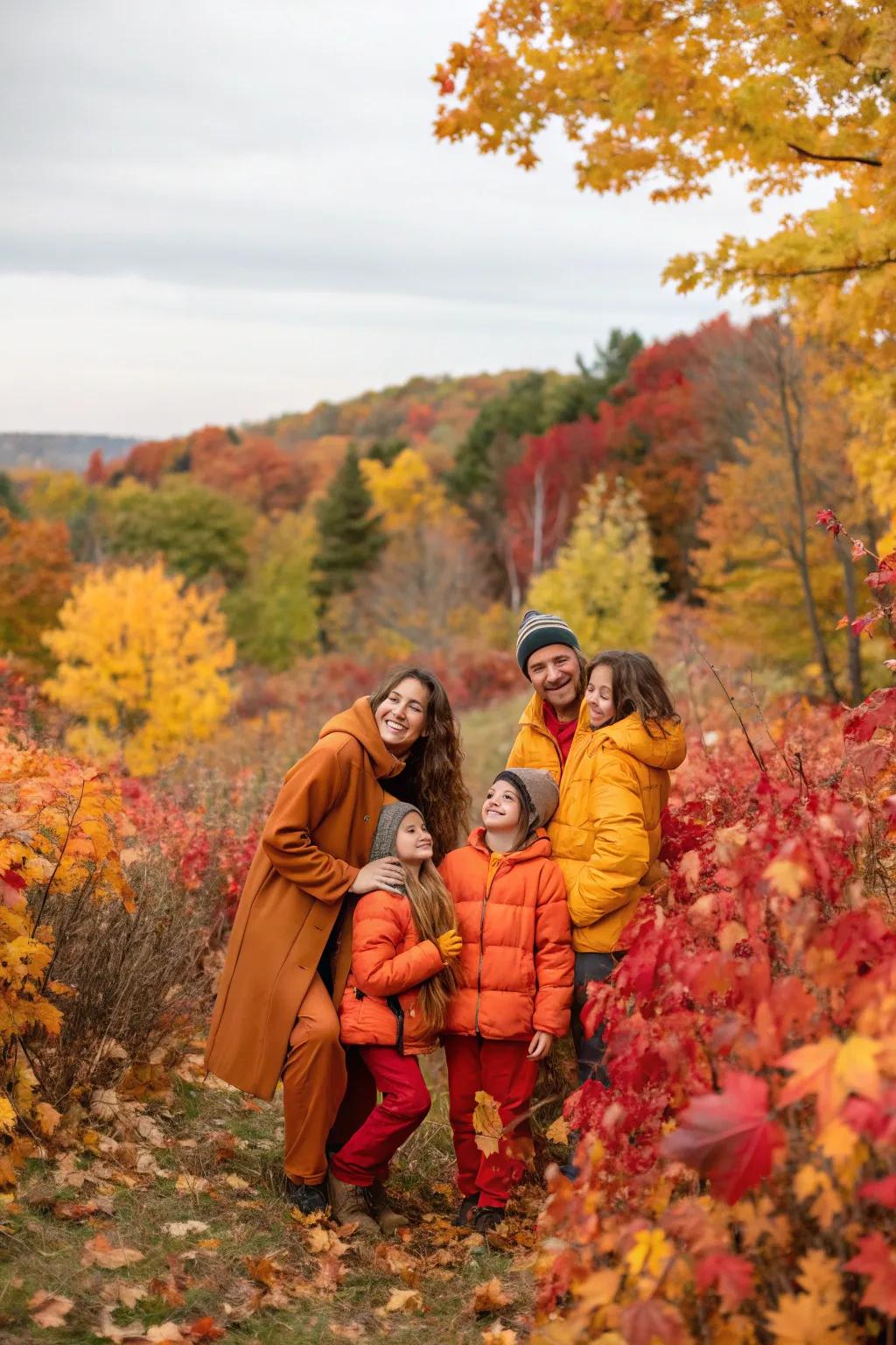 Autumn colors like flame orange and honey enhance the seasonal scene.