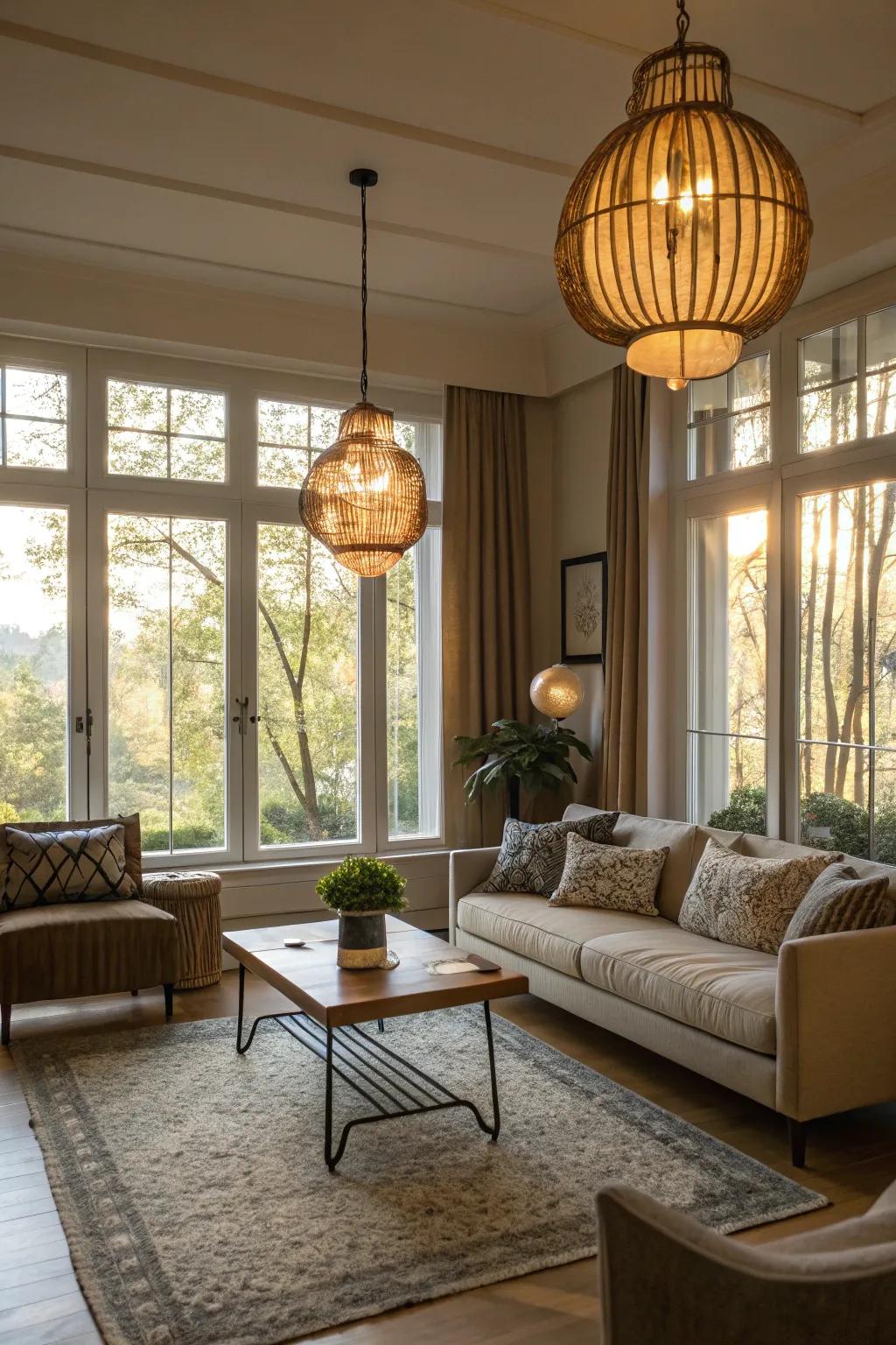 Strategical illumination that enhances the inherent brightness from substantial windows.