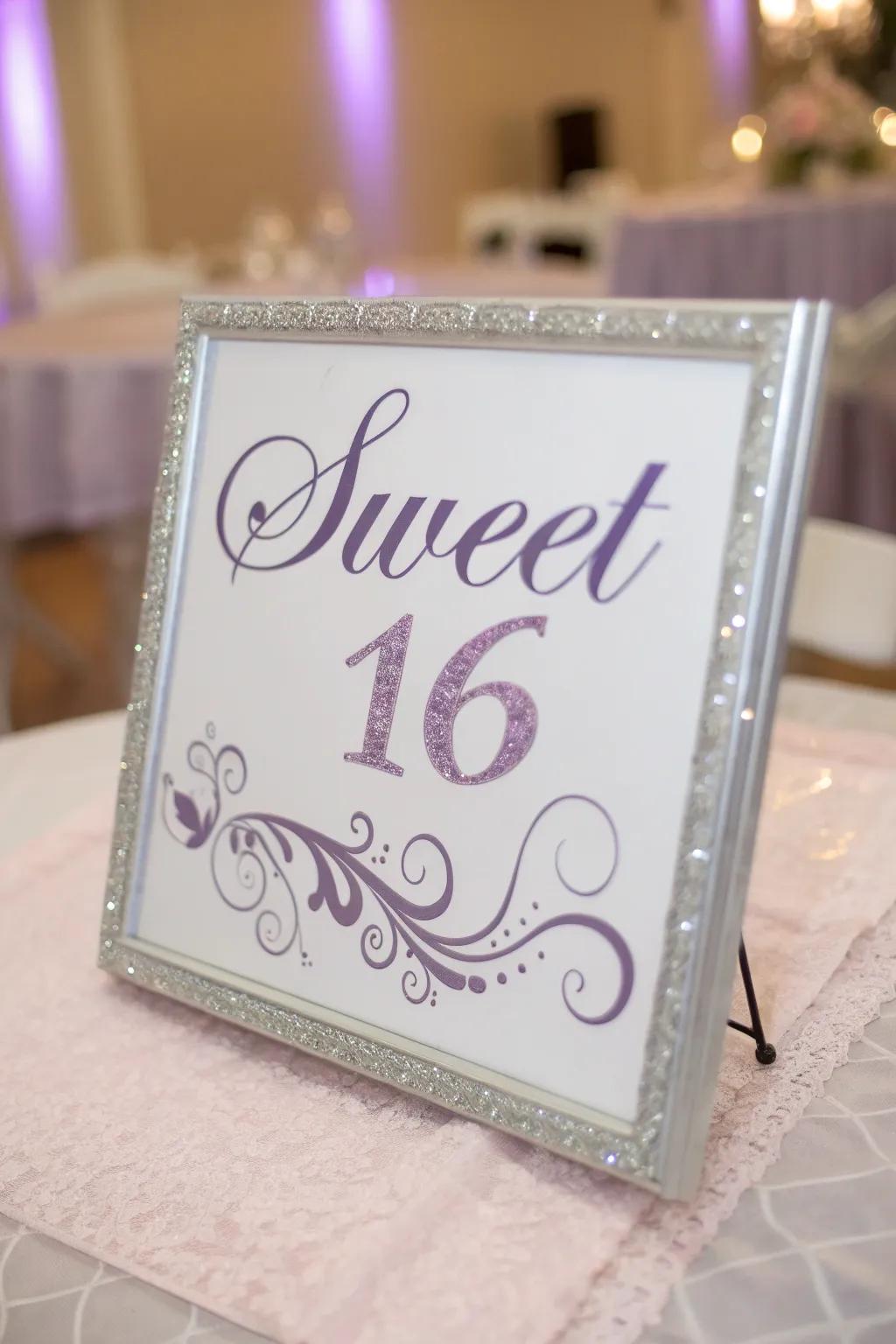 A personalized sign that welcomes guests with grace and panache.