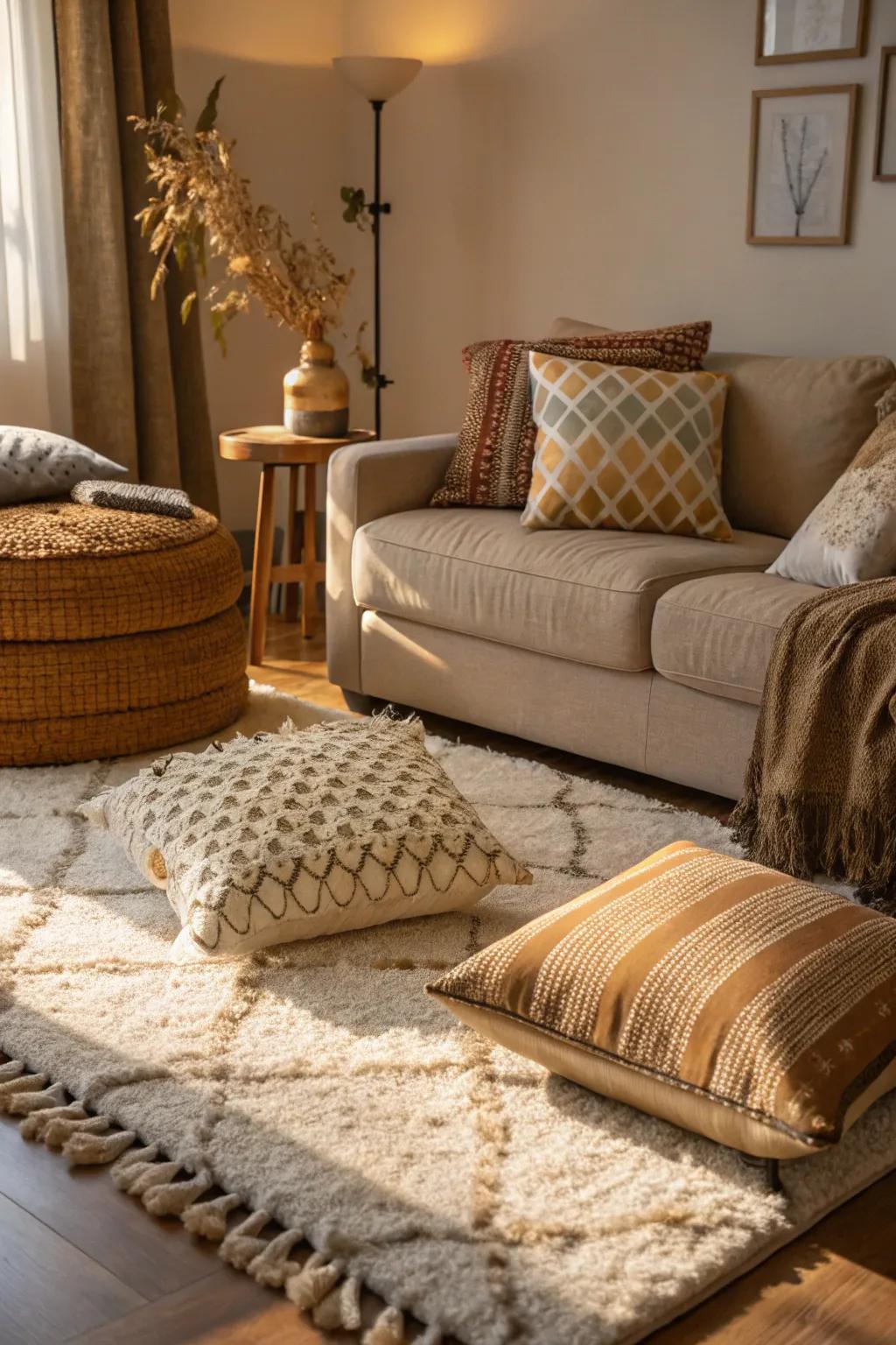 Different textures add depth to a living space.