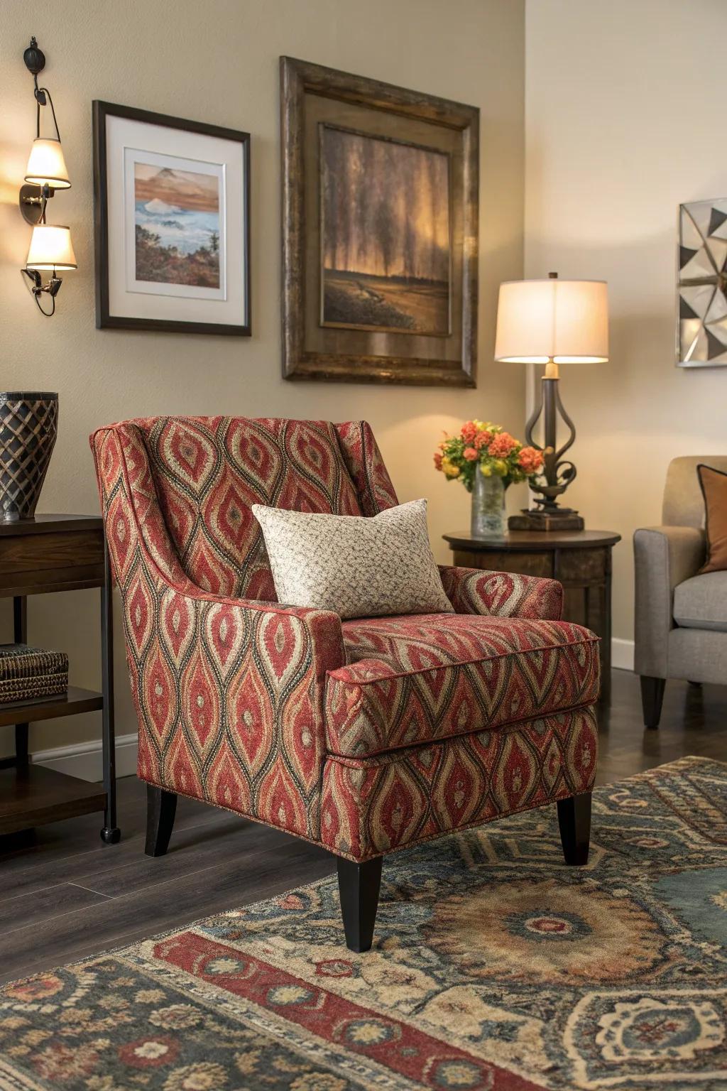 Patterned chairs invigorate any space.