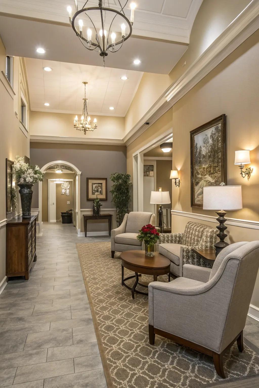 A serene entryway with a neutral color palette