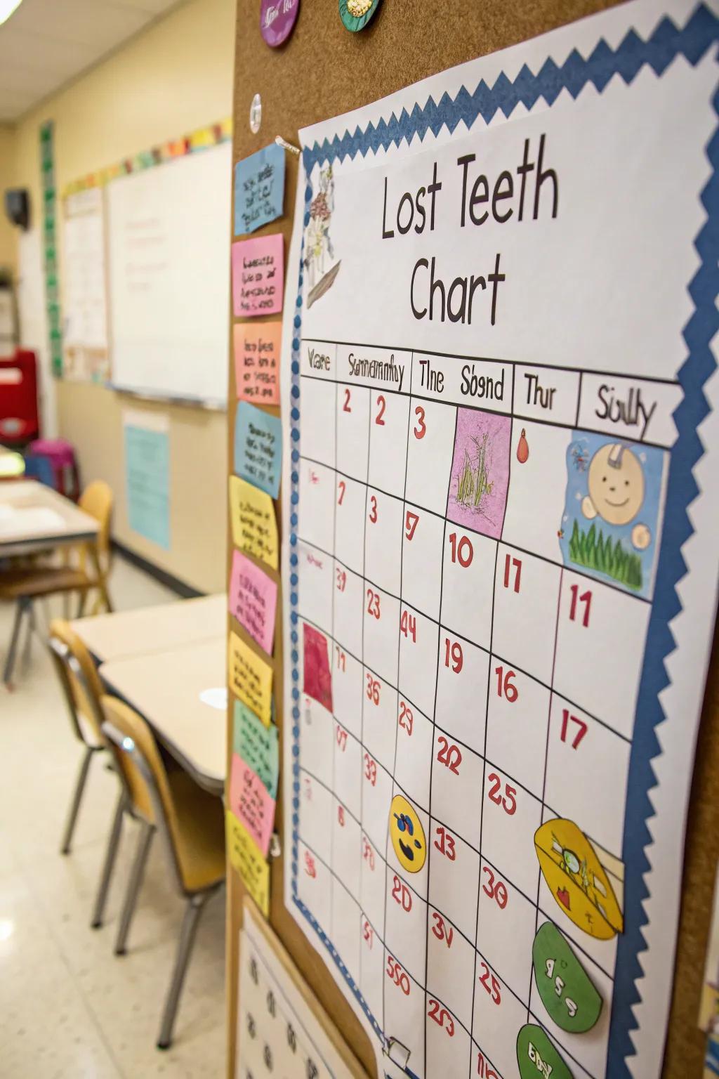 A monthly count of lost teeth helps integrate data collection in an enjoyable format.