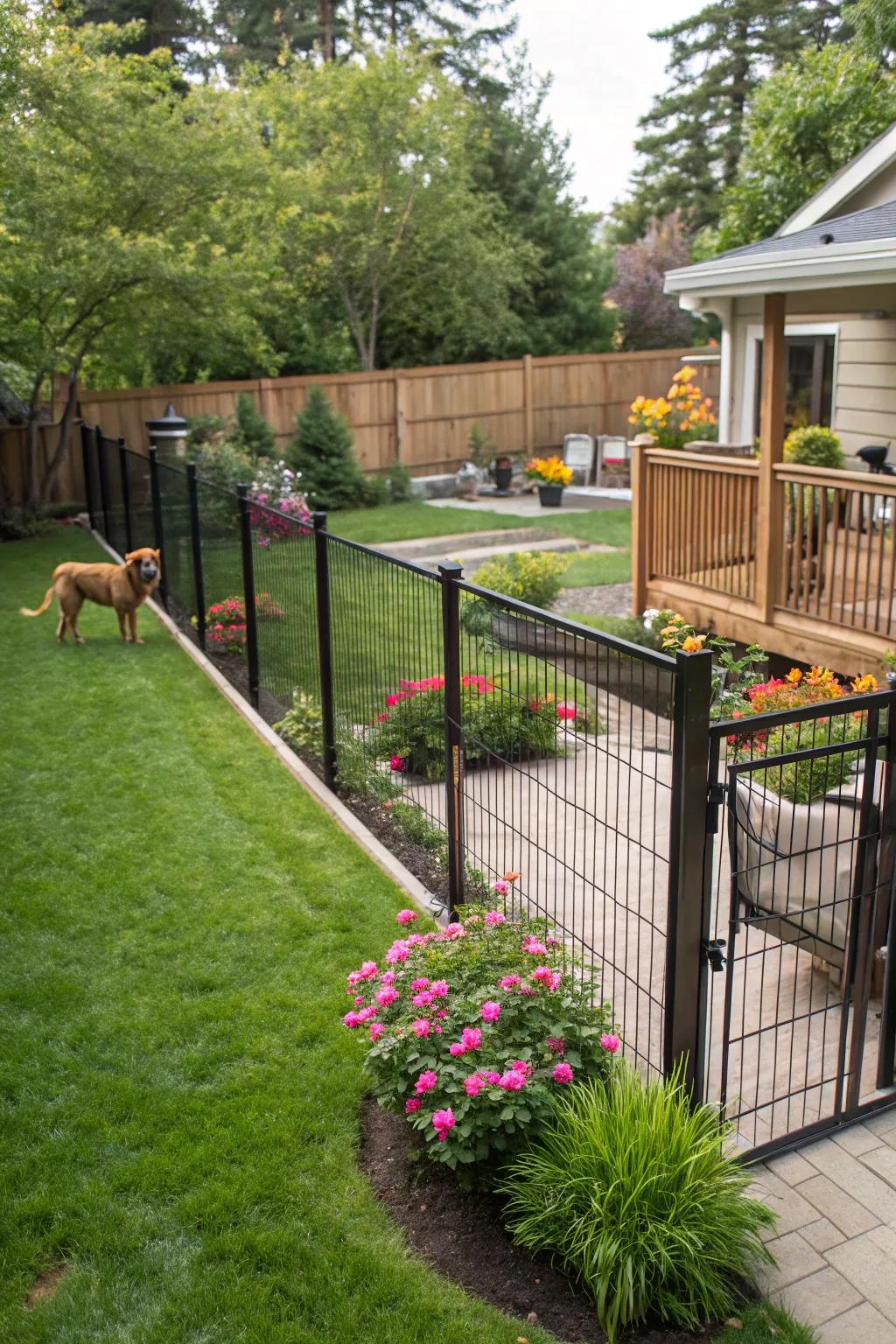 Secure fencing that amplifies the backyard's overall appearance.