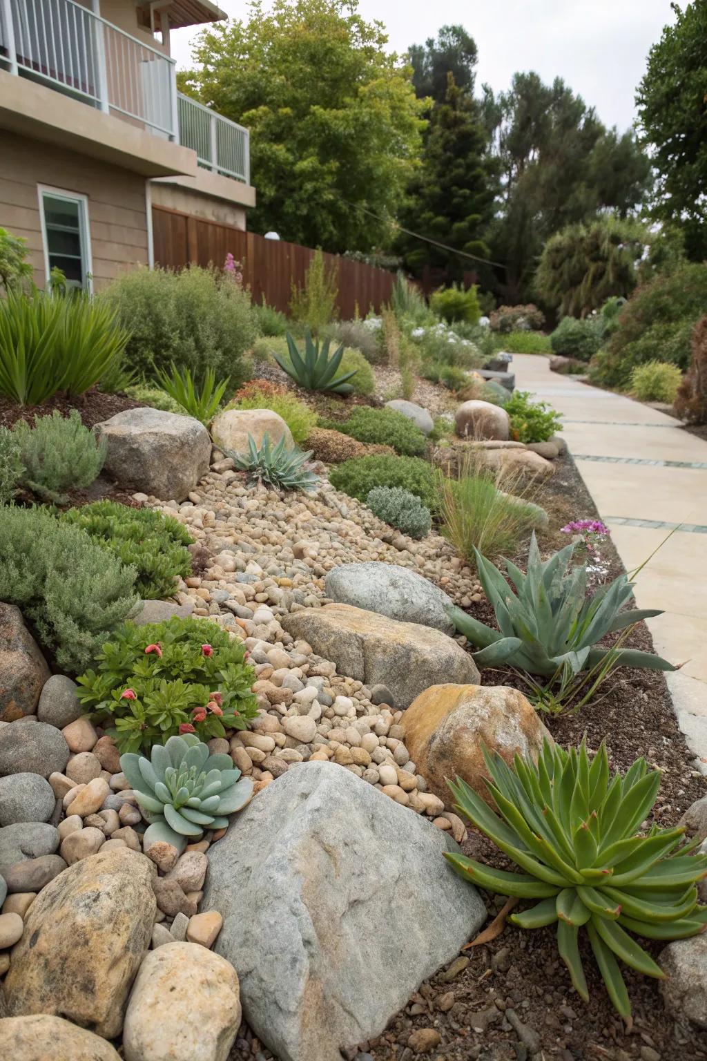 Rock gardens require little upkeep and add natural beauty.