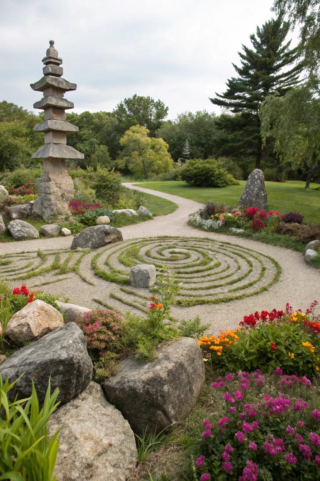 Artistic stone patterns add a one-of-a-kind touch.