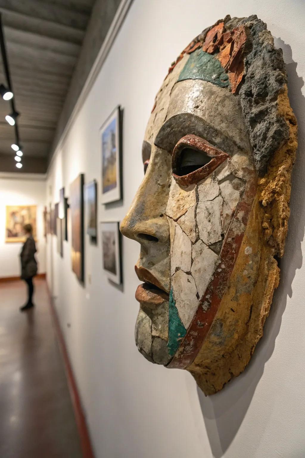 A fragmented mask artwork that tests typical design conventions.