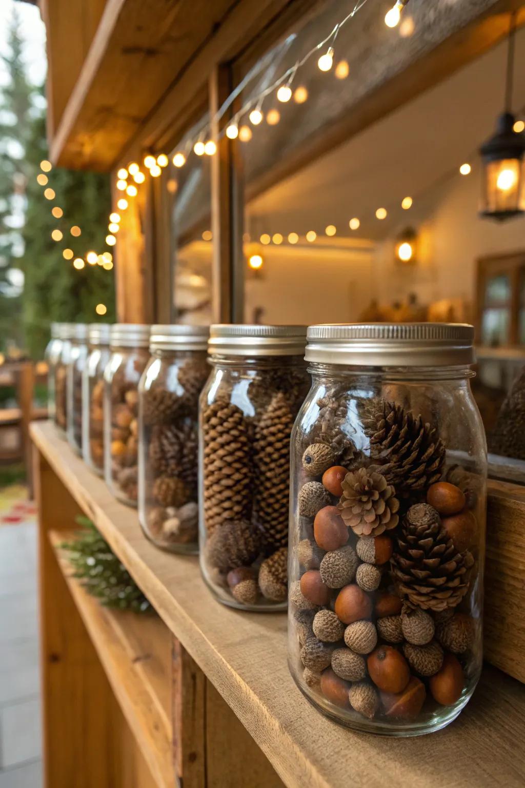 Seasonally themed mason jar fillers for a dynamic decor.