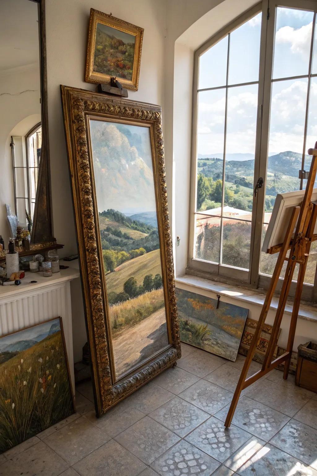 Artistic drawings can transform your mirror into a masterpiece.