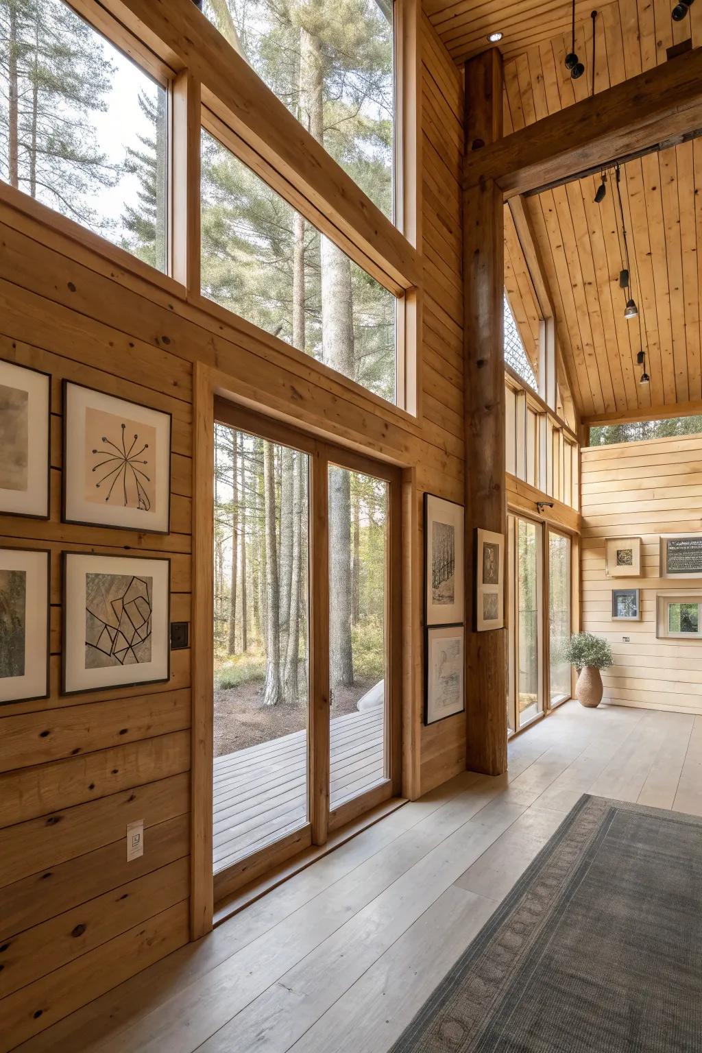 Simple art adds a subtle contemporary flair to cabin decor.