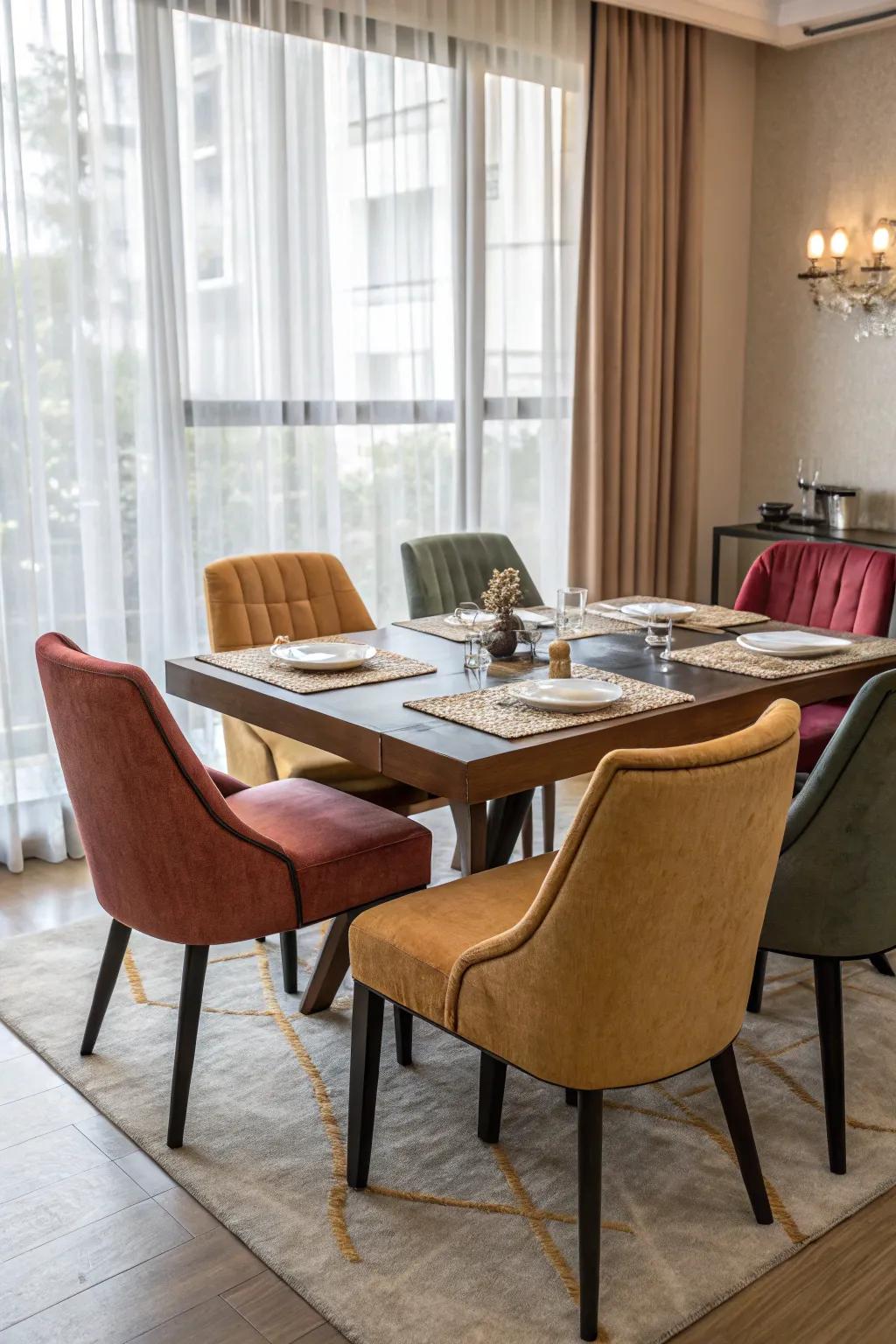 Comfortable seating blends style with relaxation in the dining area.