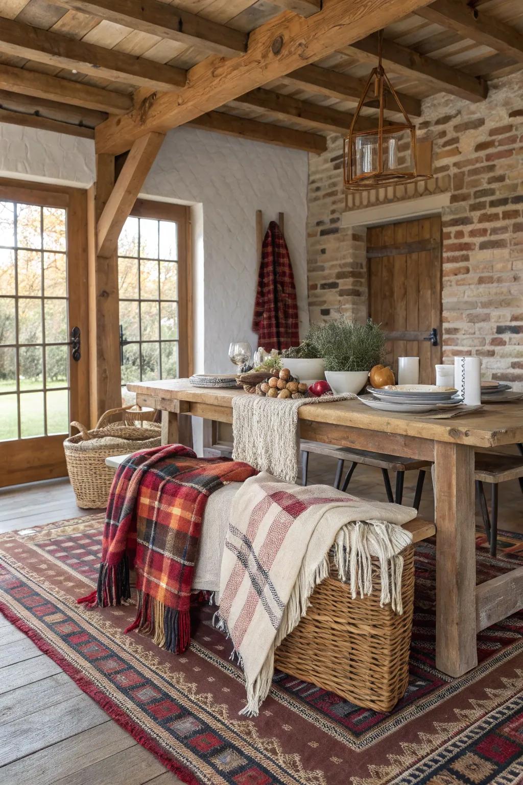 Layering textures adds warmth and dimension to the room.