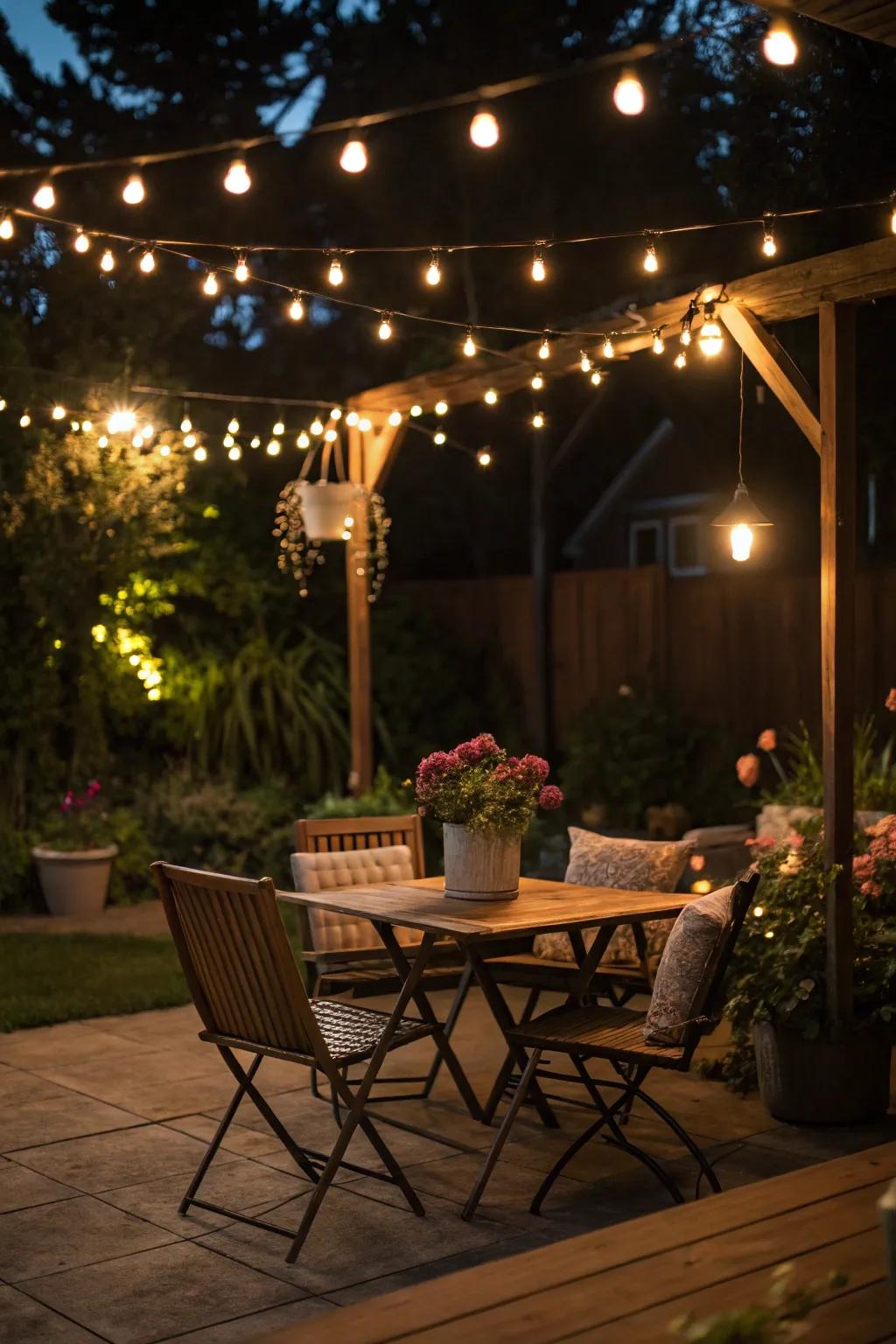 String lights turn patios into captivating getaways.