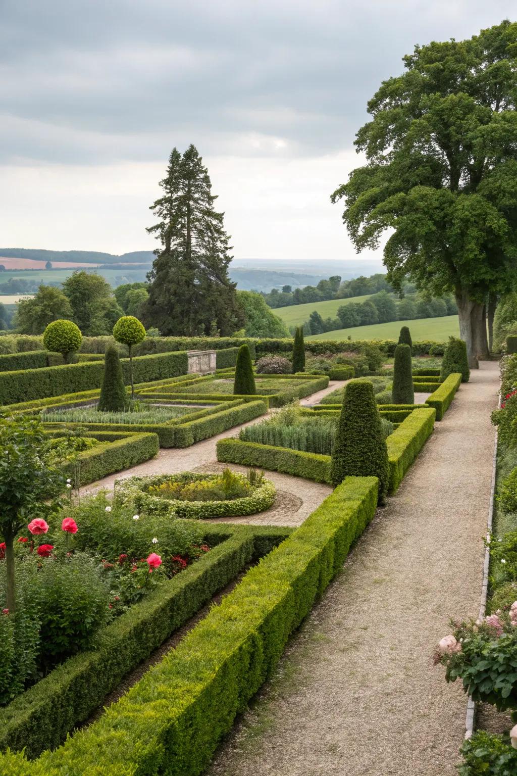 Defined borders and edges give a polished look to formal gardens.