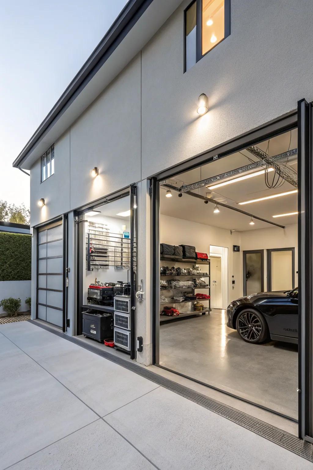 Elevate your garage with integrated tech features.