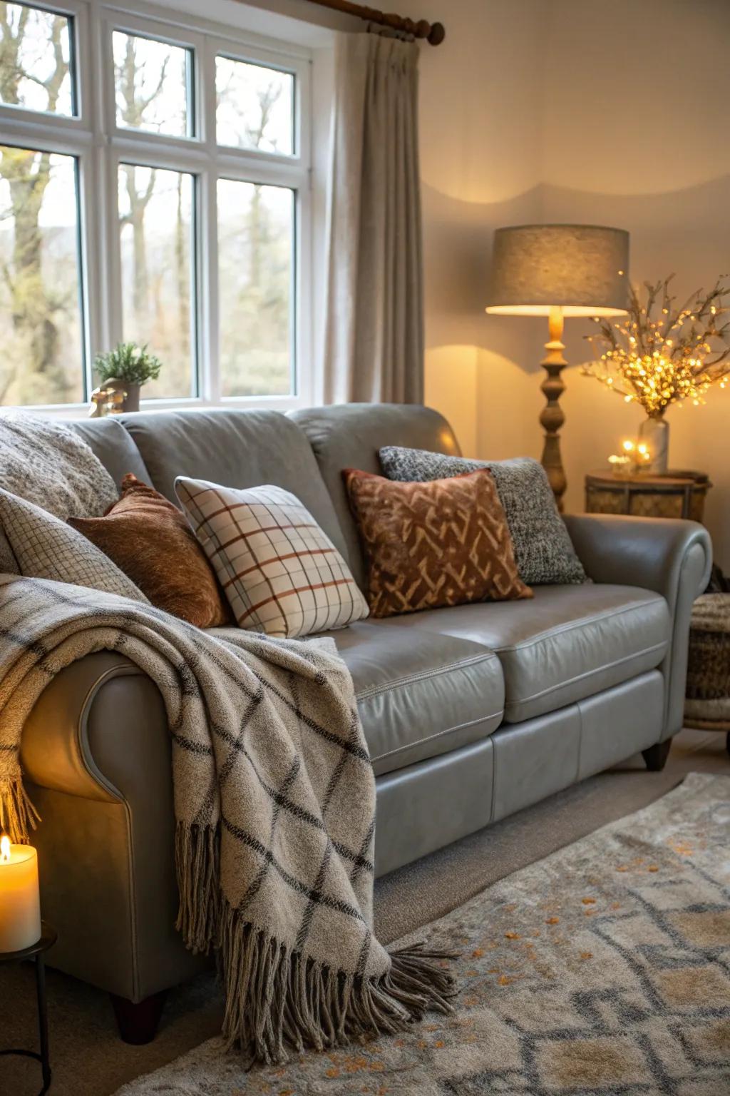 A snug and enticing living room with a warm ambiance.