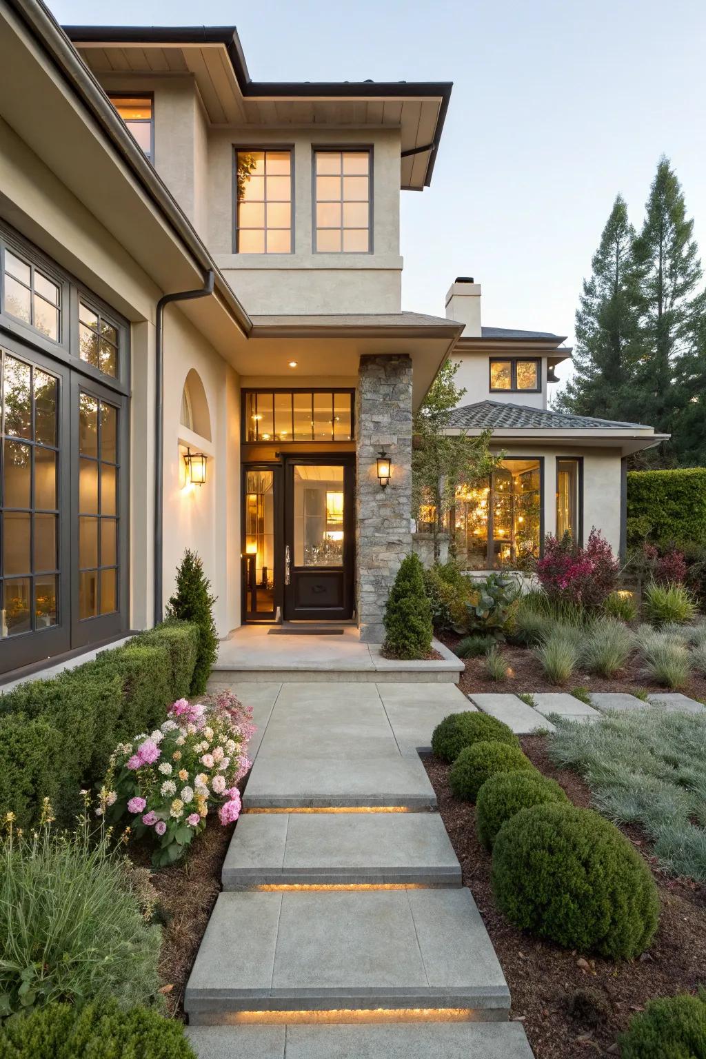A modern home with an open and welcoming entryway.