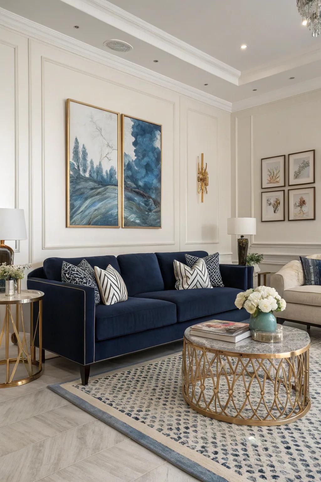 Deep sea art pieces enhance the room’s appearance.