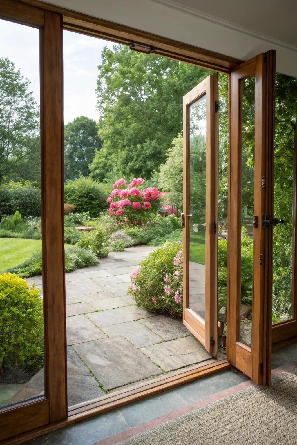 A blend of wood and glass adding warmth and style.