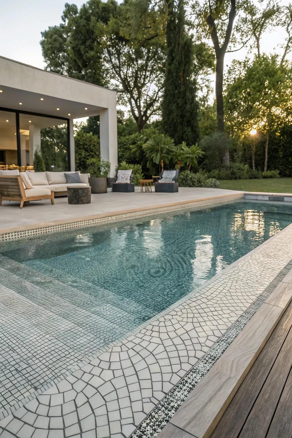 Rough tiles add depth and uniqueness to pool spots.