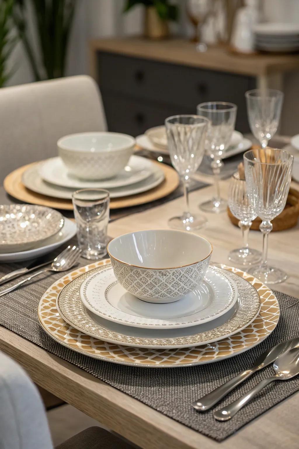 Layered presentations add depth and sophistication to your table.