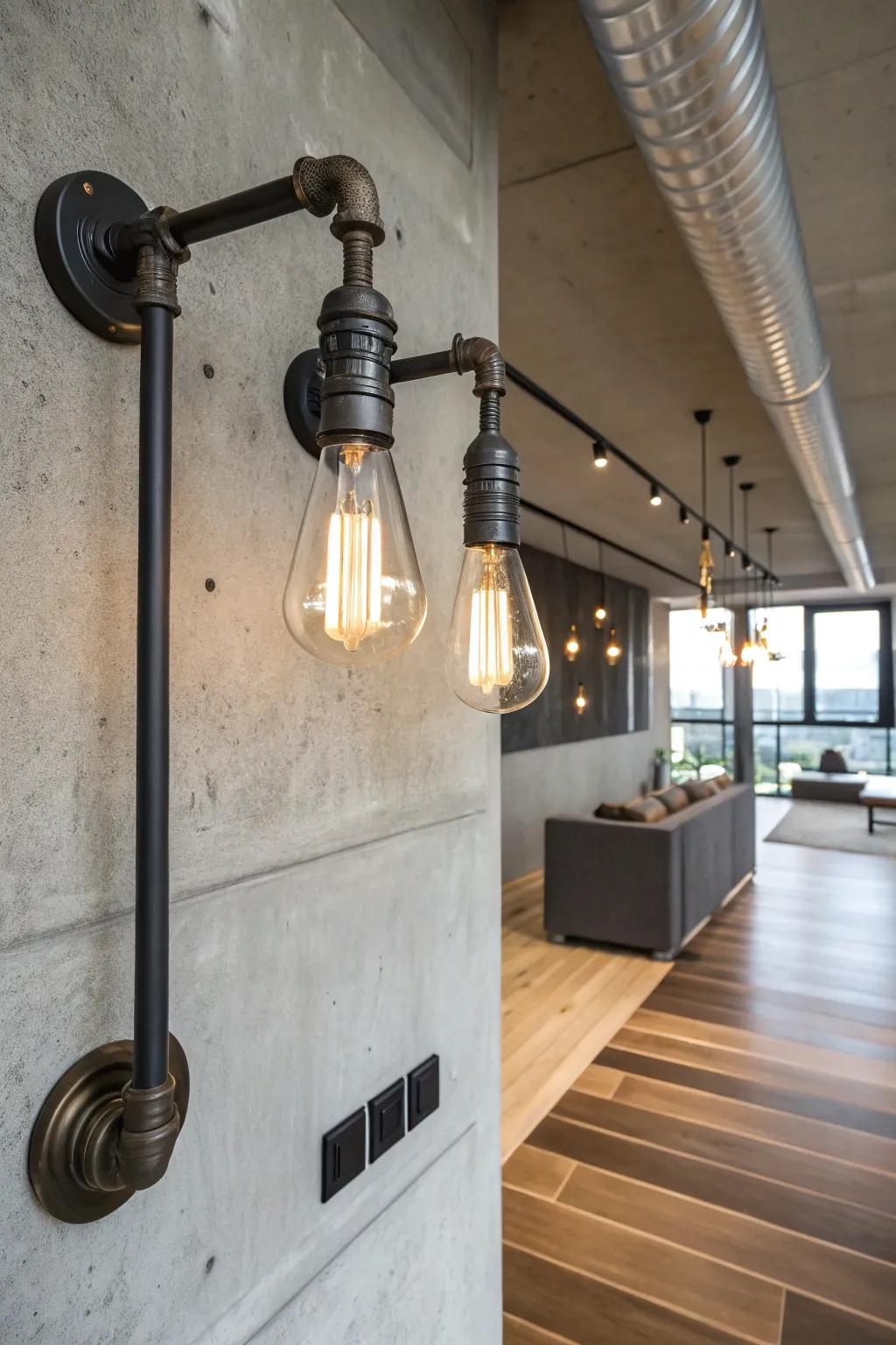 Factory lights add a tough charm to modern interiors.