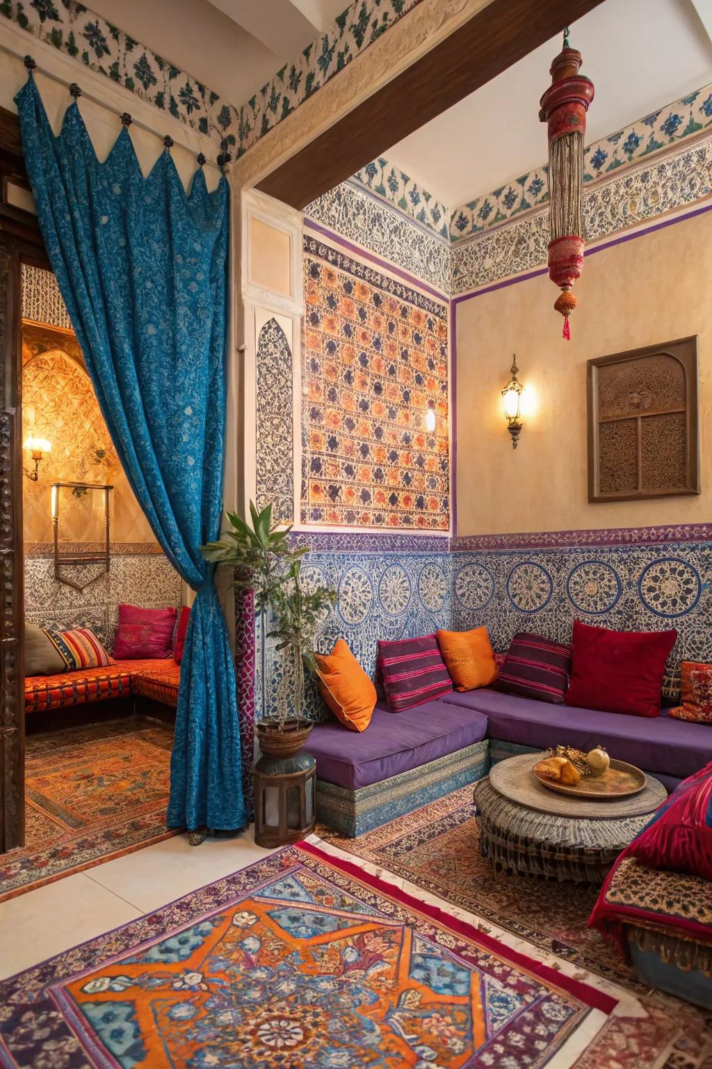 Bold colors bring Moroccan splendor and vibrancy to your bedroom.