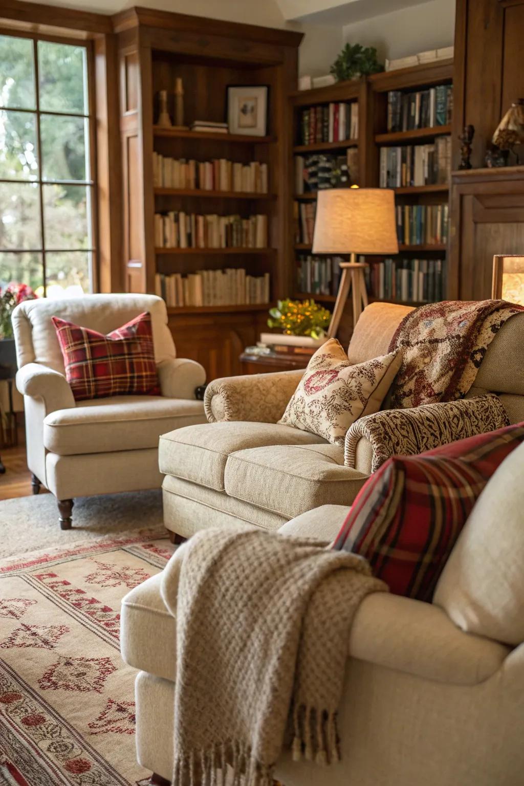 Comfortable seating is essential for a welcoming living room.