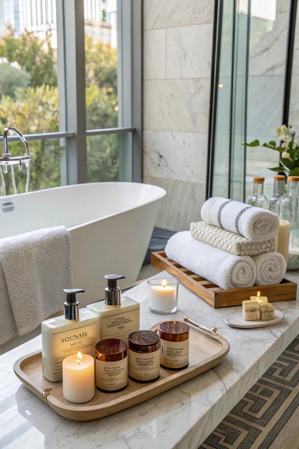 A luxury bath set for a spa-like experience at home.