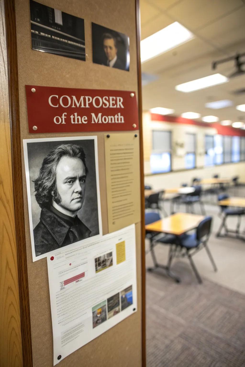 Featured artist spotlight board that both educates and inspires.
