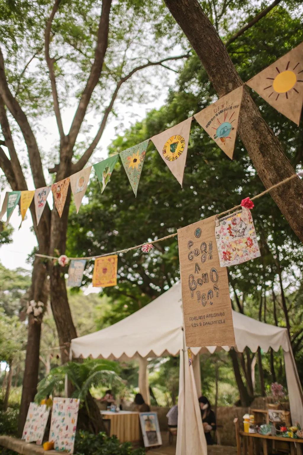 Expressive décor using DIY banners.