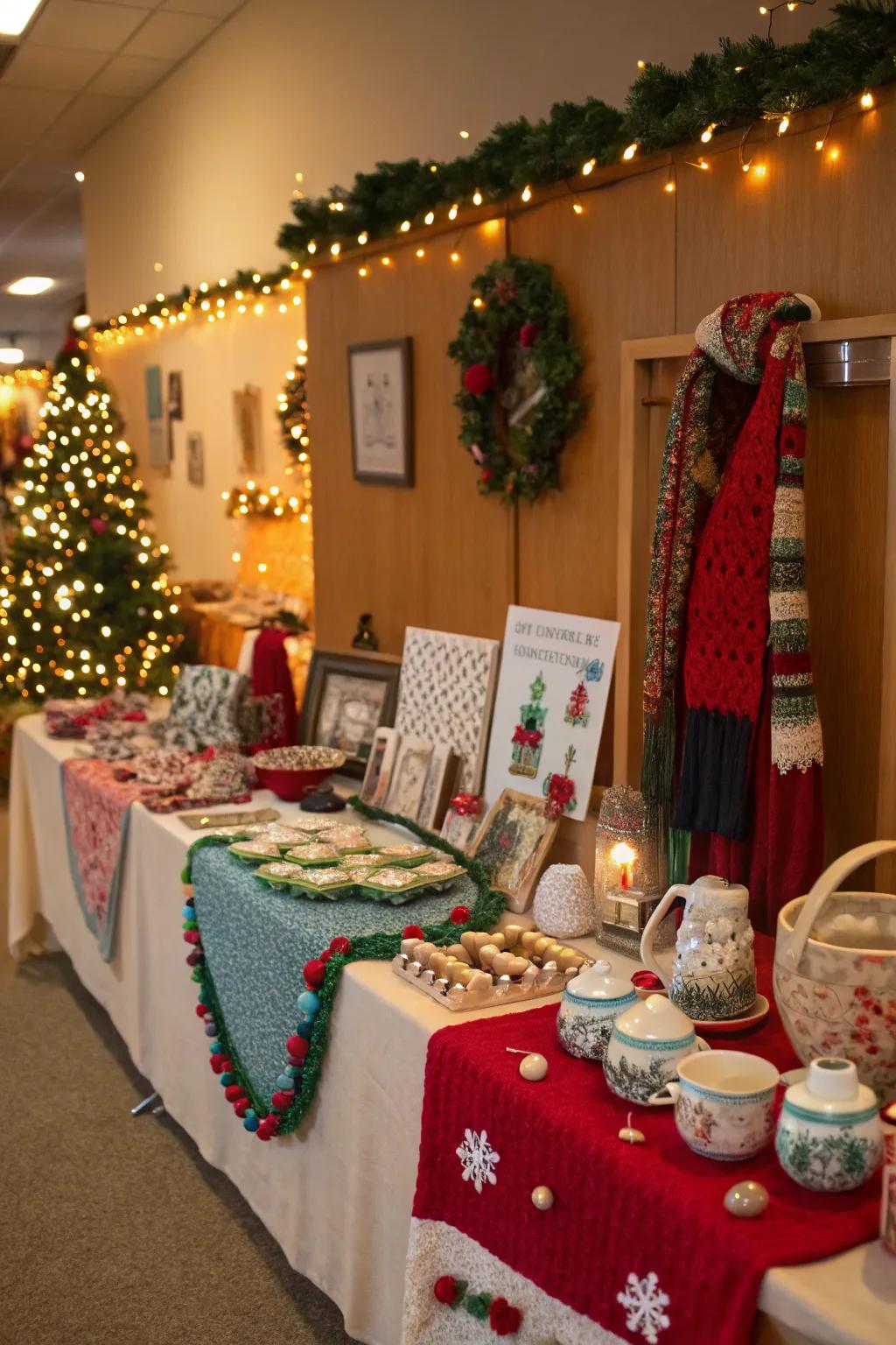 An inspiring holiday craft swap setup, full of creativity.