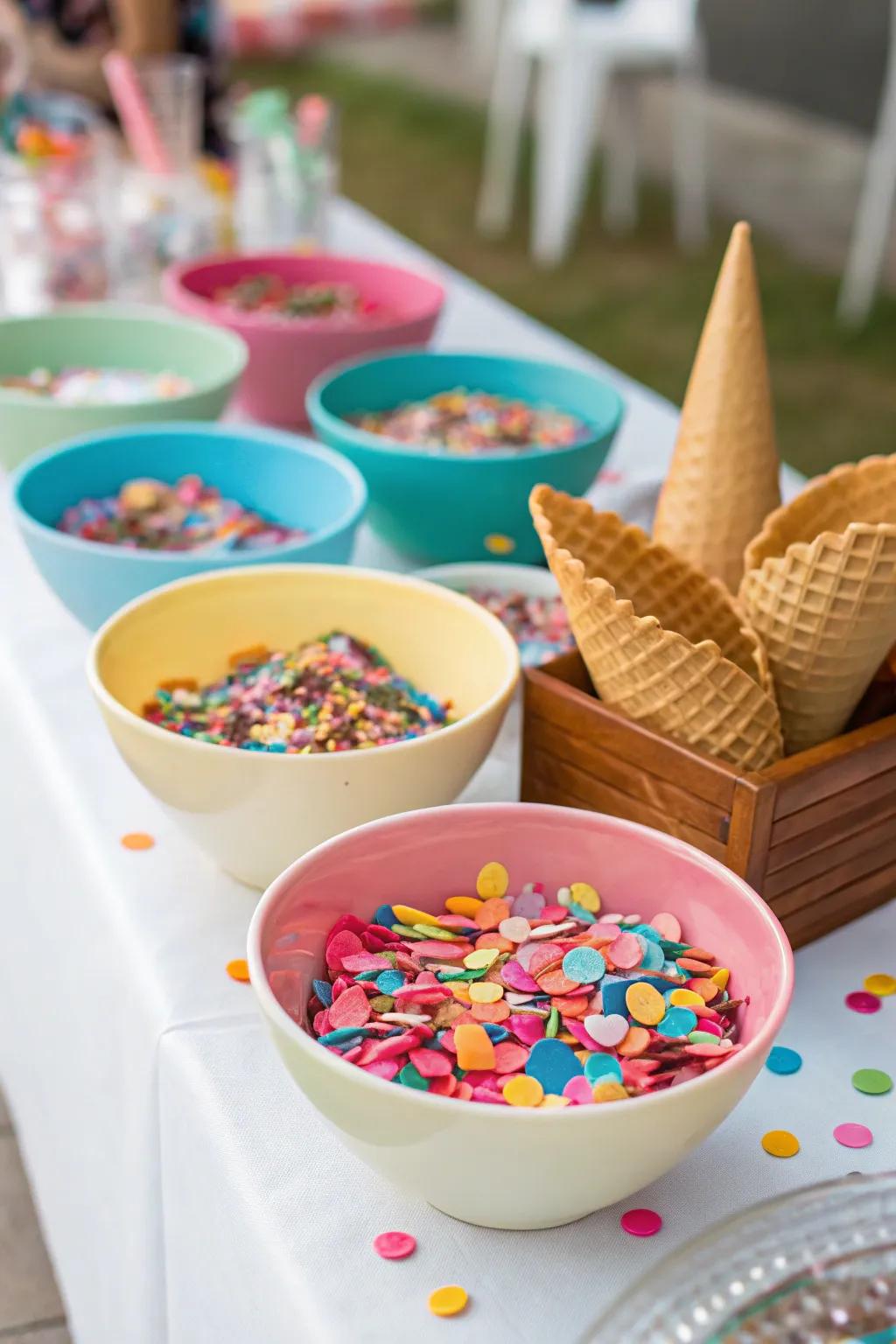 A fun and interactive DIY confetti bar for New Year's Eve.