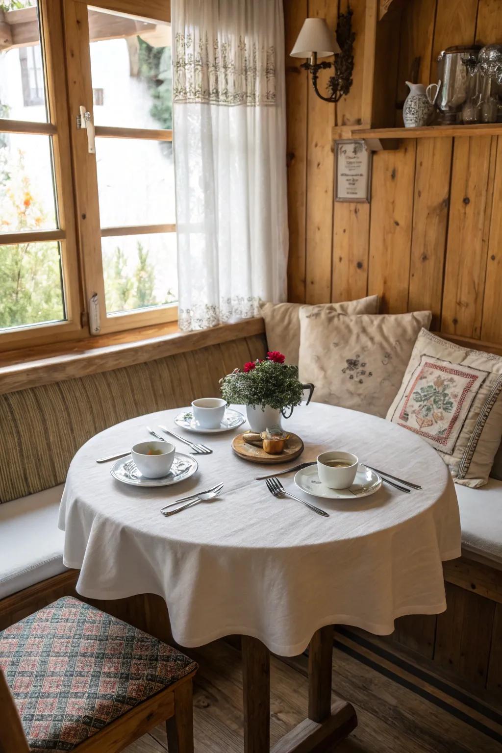 A charming dining nook ideal for breakfast or small gatherings.