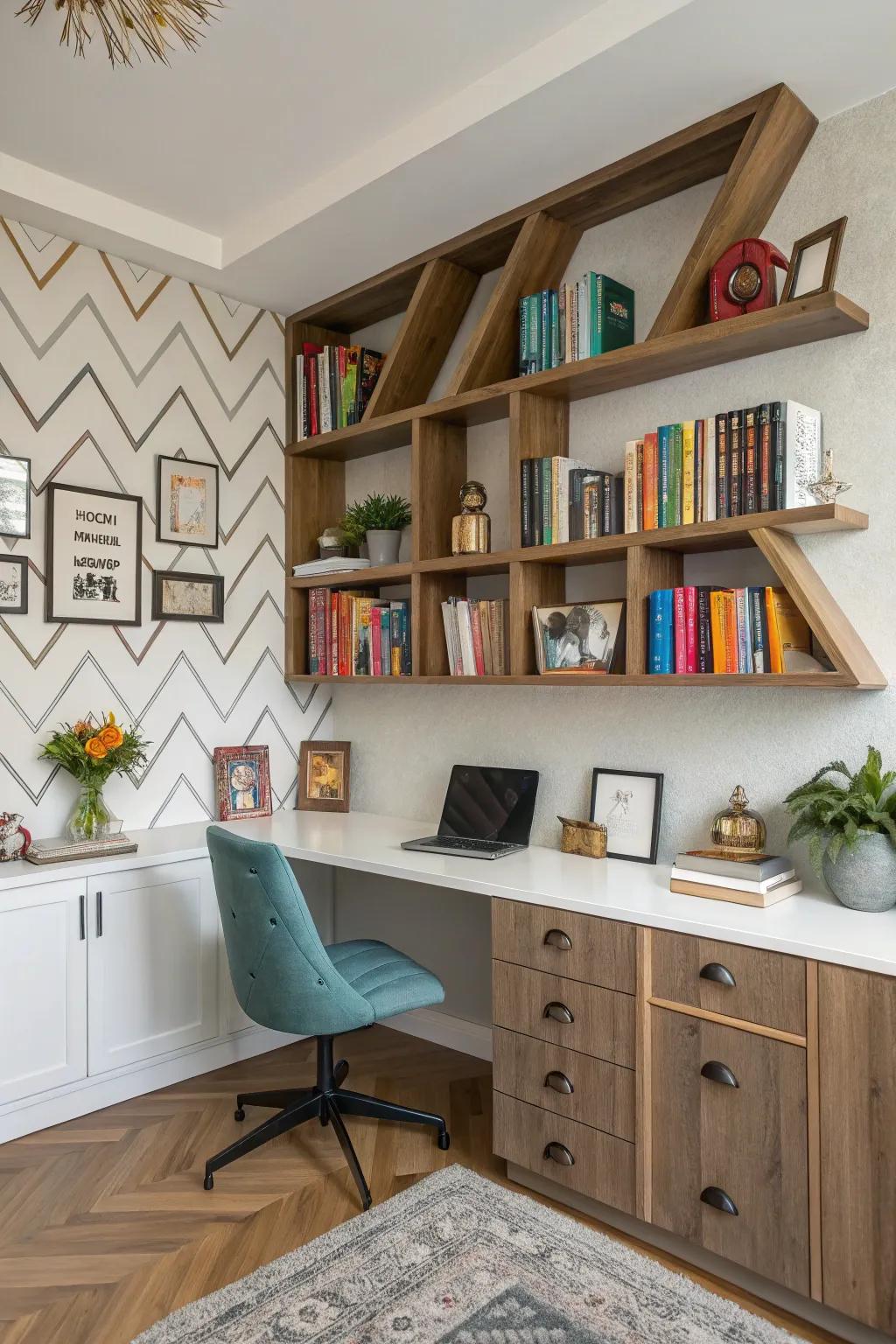 Oblique racking injects a playful and vibrant element into your office.