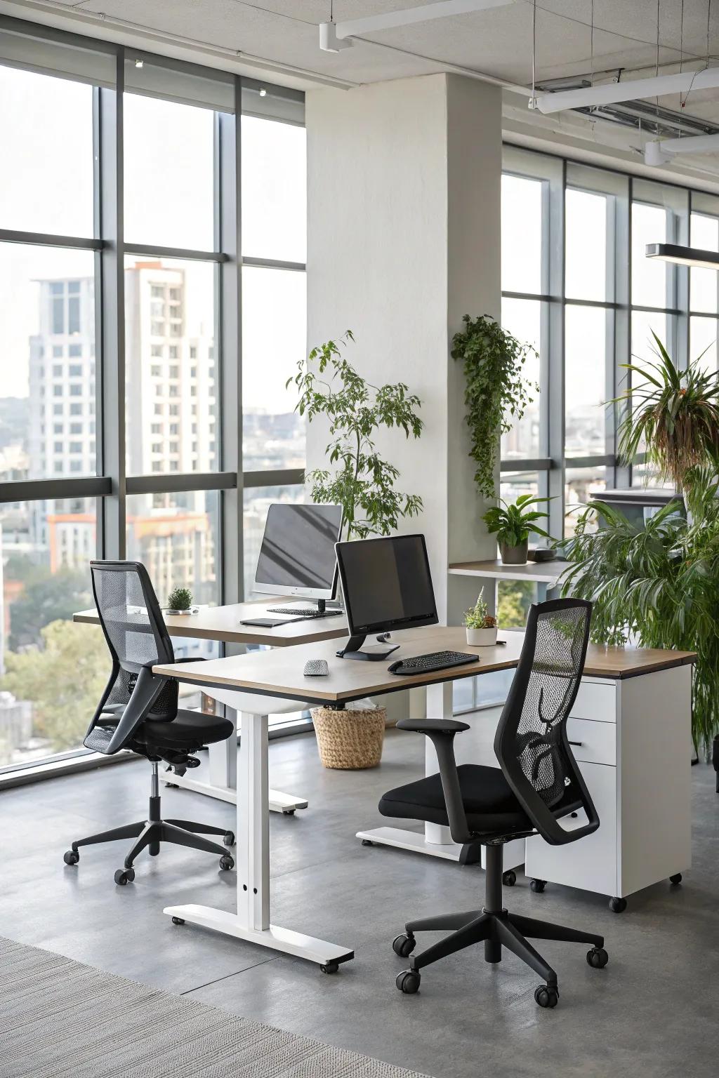 Ergonomic furnishings ensuring workplace comfort and health.