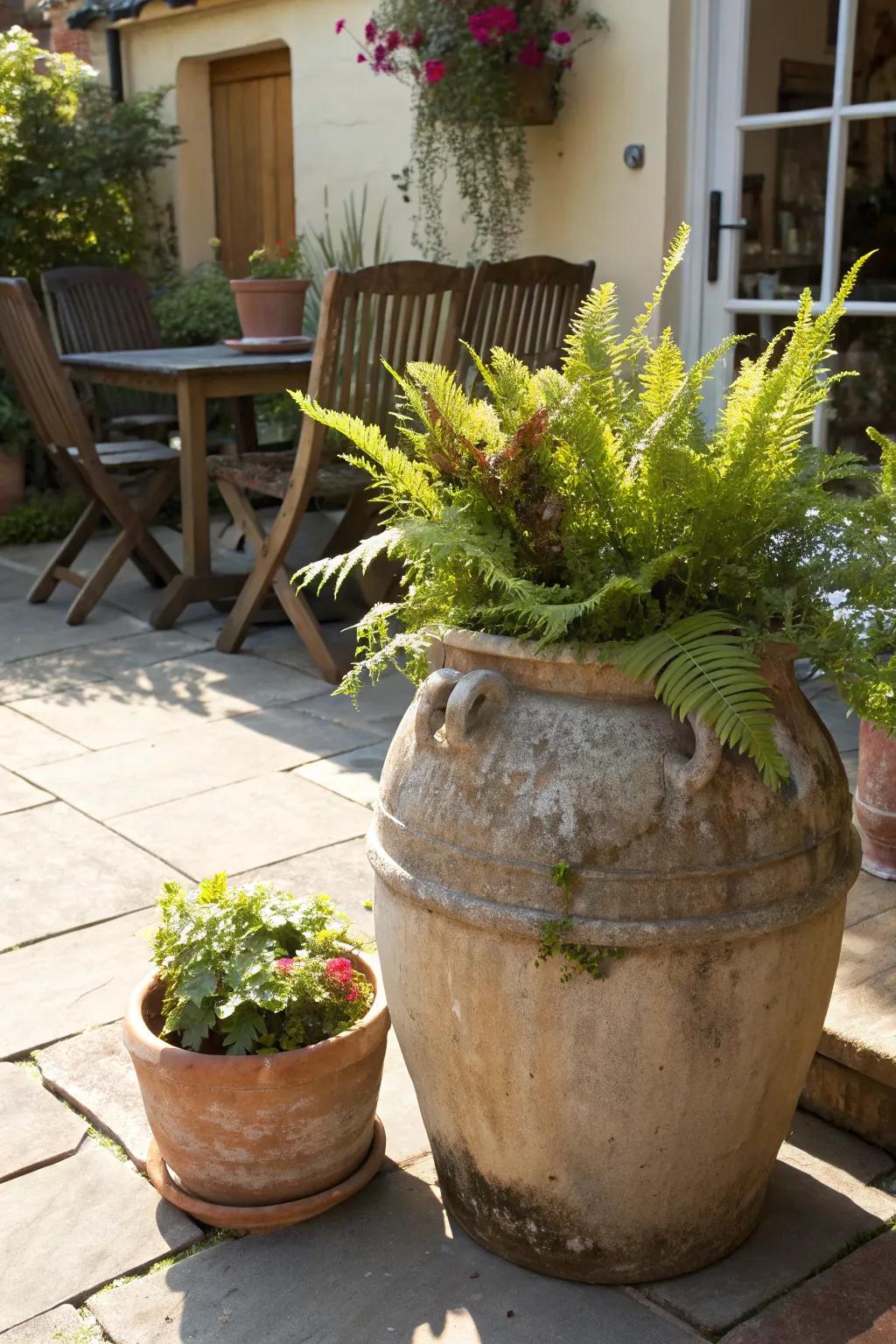 Transform a vessel into a rich outdoor planter.