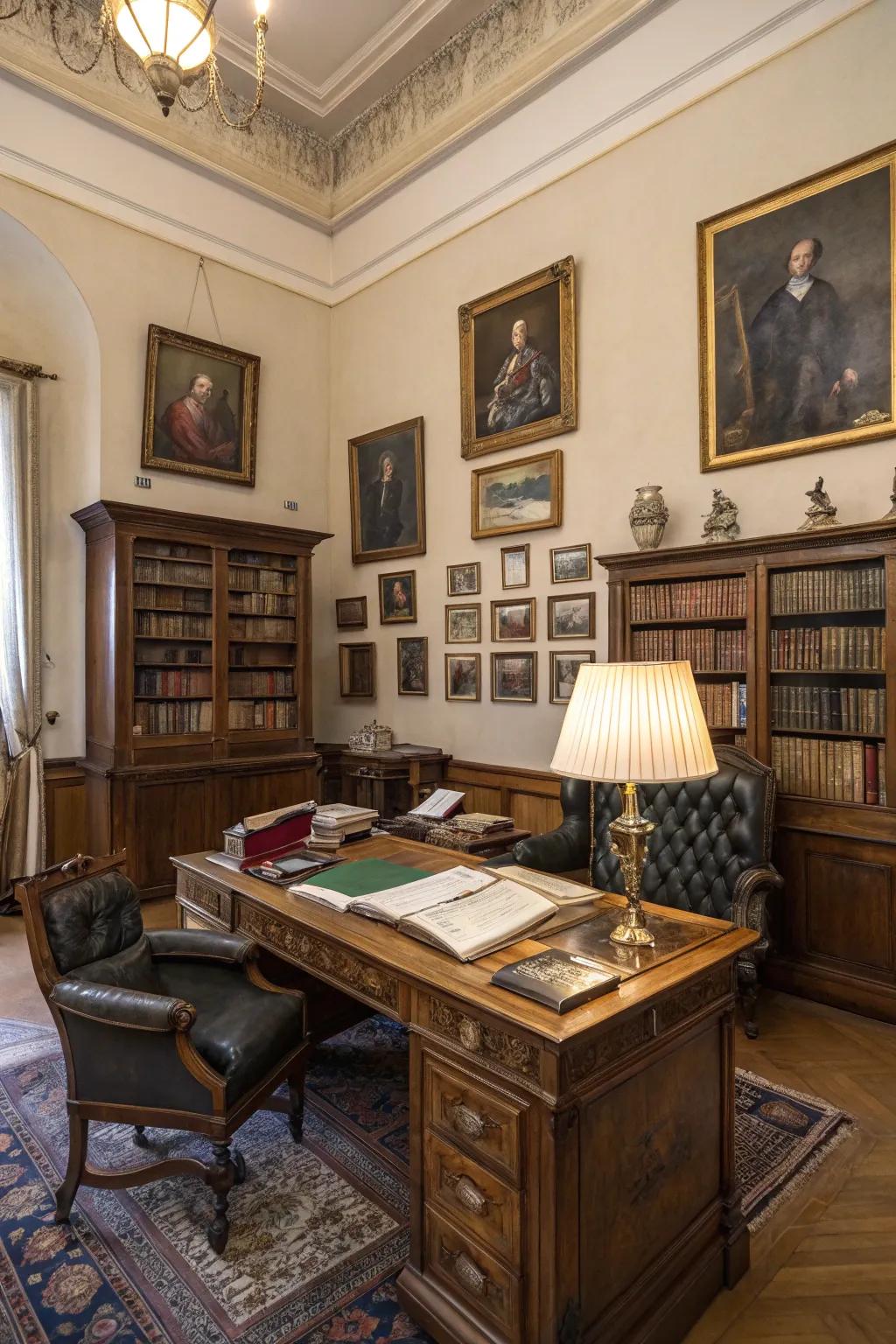 Elegant scholarly feel with classical artwork