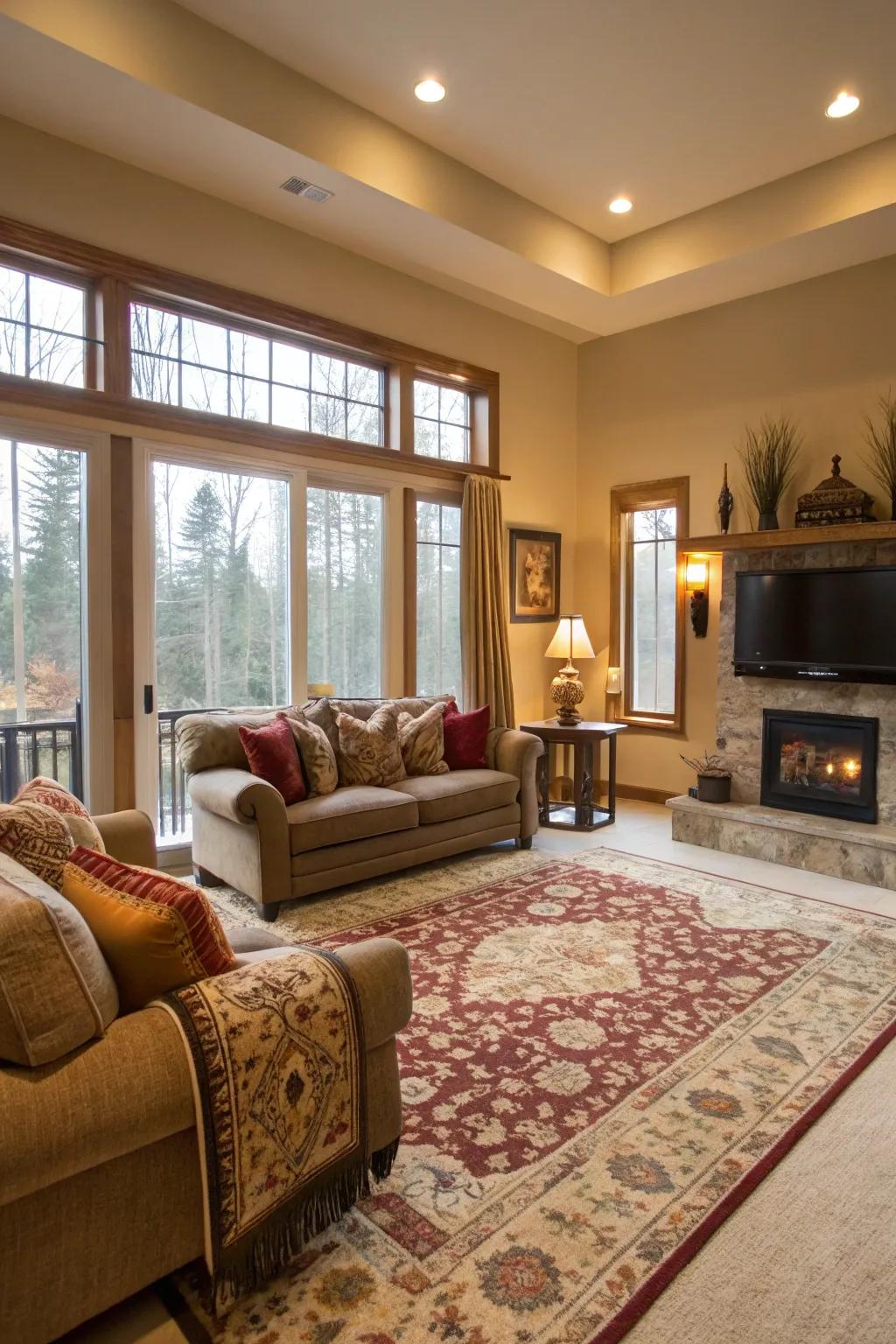 Comfortable textures introduce warmth and comfort to the room.