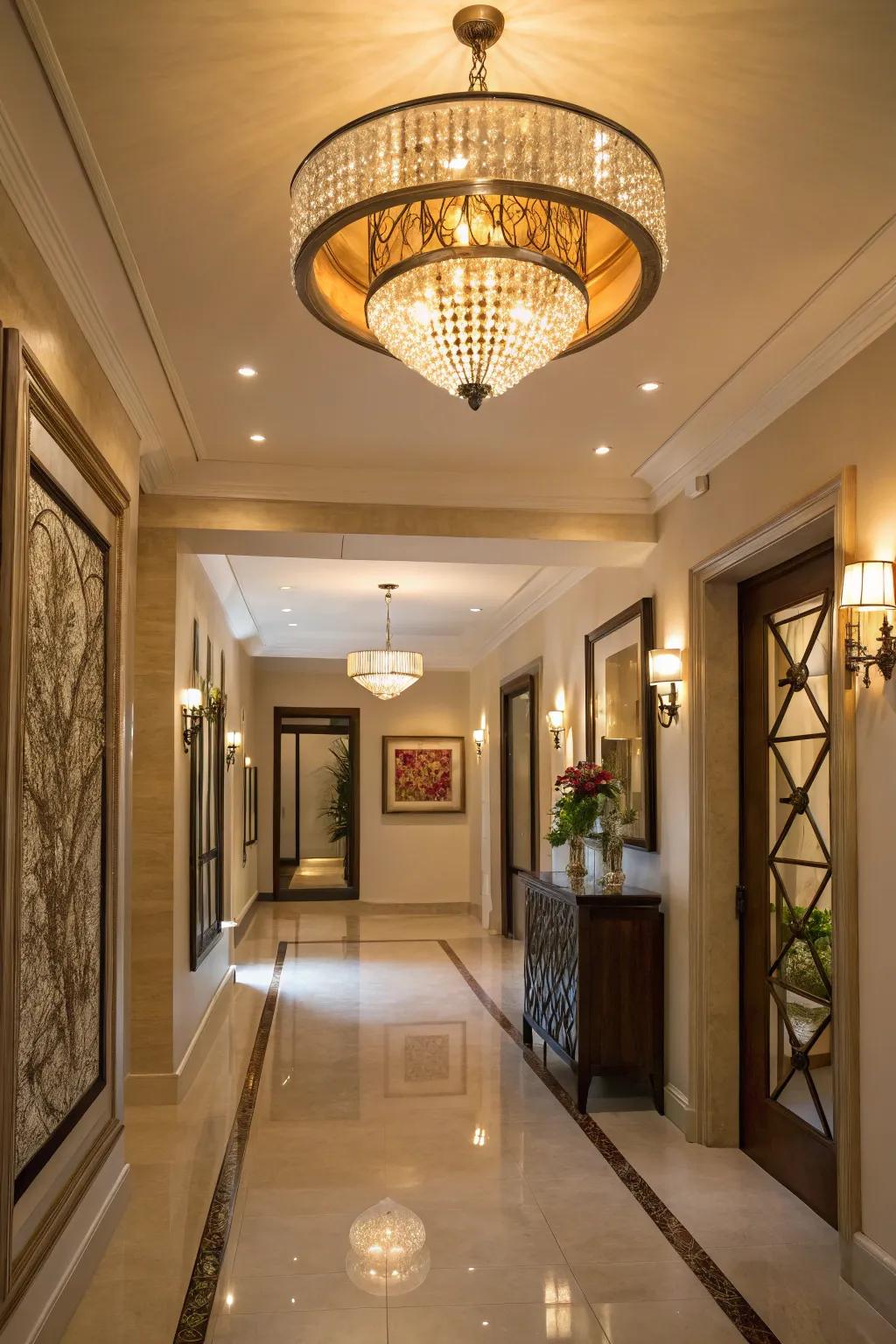 Refined illumination components elevate an entrance, enriching elegance and ambiance.