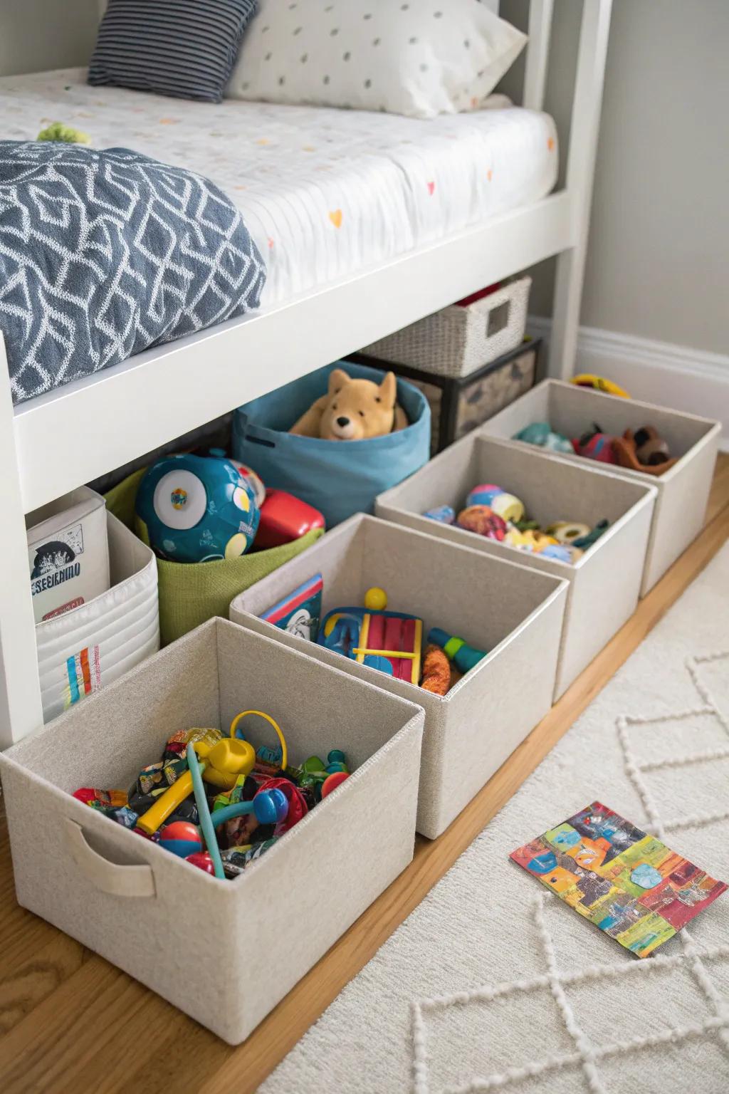 Under-bed storage: hidden, but not out of reach.