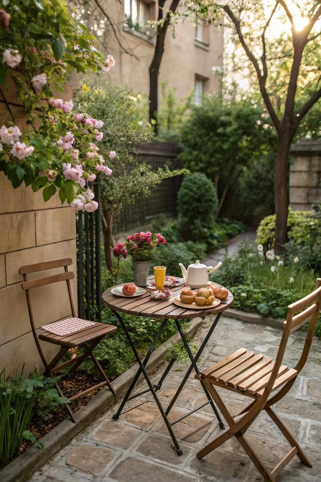 Intimate dining within a cozy nook.