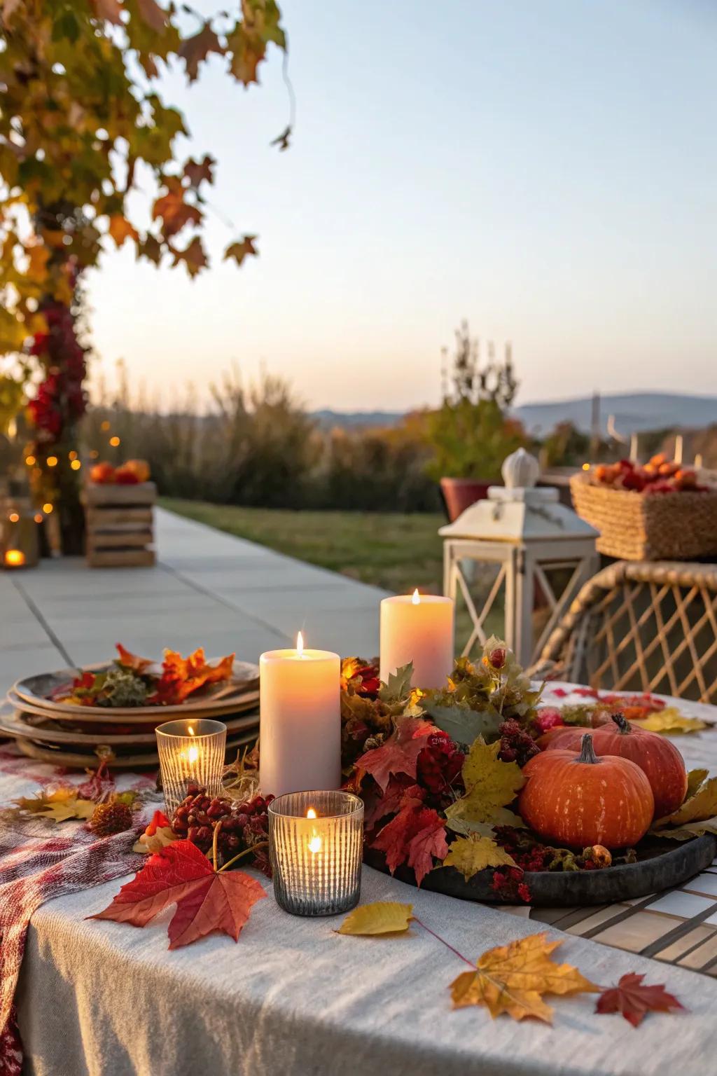 Bring the seasons to life using themed candle accents.