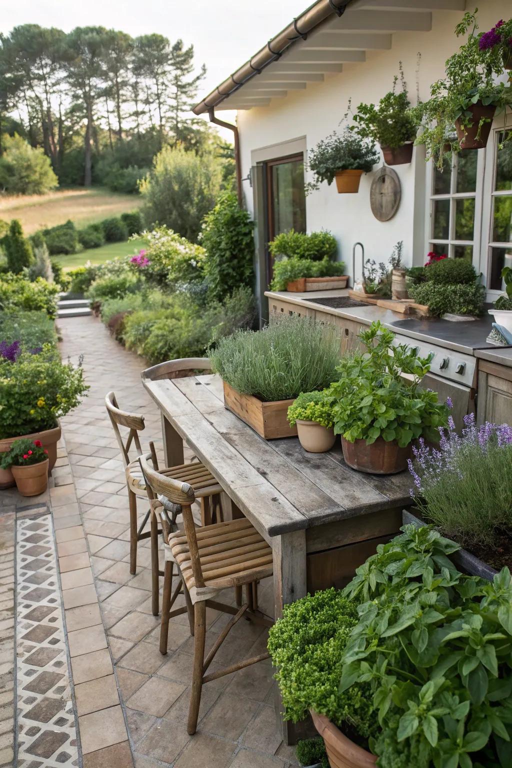Greenery adds freshness to your cooking area.
